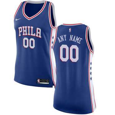 Women%27s Customized Philadelphia 76ers Swingman Blue Nike Icon Edition Jersey
